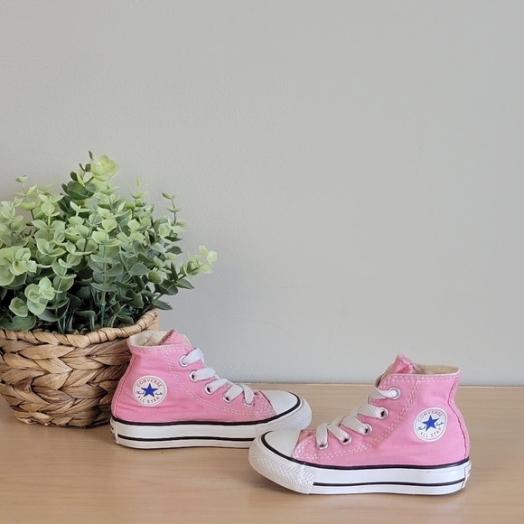 Converse Other - Converse CTAS Pink Infant High Hi Top Lace Up Canvas Sneakers Shoes 5